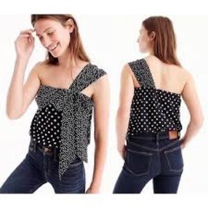 J. Crew Polka Dot One Shoulder Top